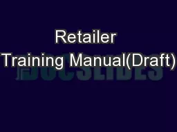 Retailer Training Manual(Draft)