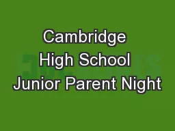 Cambridge High School Junior Parent Night