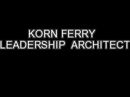 KORN FERRY  LEADERSHIP  ARCHITECT