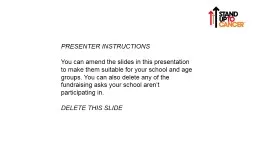 PRESENTER  INSTRUCTIONS You can amend the slides in this presentation to make them suitable
