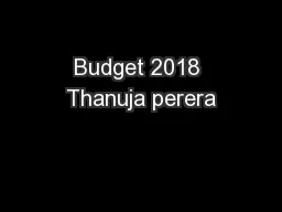Budget 2018 Thanuja perera