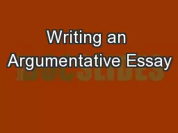 Writing an Argumentative Essay