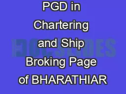PGD in Chartering and Ship Broking Page of BHARATHIAR