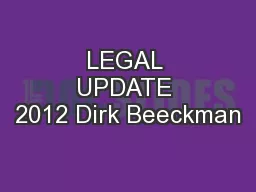 LEGAL UPDATE 2012 Dirk Beeckman