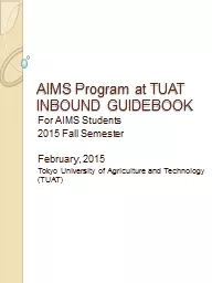 AIMS Program at TUAT INBOUND GUIDEBOOK