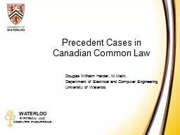 Precedent Cases in Canadian Common Law