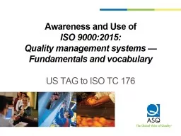 Awareness and Use of  ISO 9000:2015: