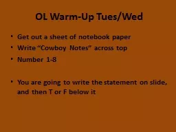 OL Warm-Up Tues/Wed Get out a sheet of notebook paper