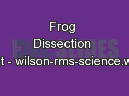 Frog Dissection Lab Report - wilson-rms-science.weebly.com