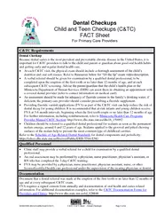 MDHDHS ReviewedRevised  CTC FACT She et Dental Checkup