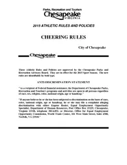 ATHLETIC RULES AND POLICIES CHEERING RULES City of Ch
