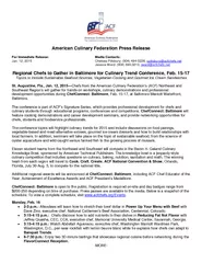 American Culinary Federation Press Release For Immedia