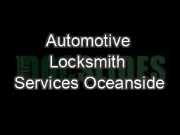Automotive Locksmith Services Oceanside