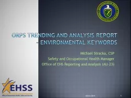 ORPS Trending and Analysis Report – Safety and Health Keywords