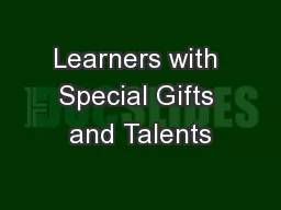 Learners with Special Gifts and Talents