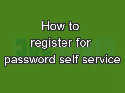 How to register for password self service