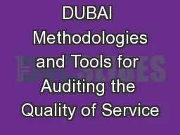 ITU-TQSDG – DUBAI  Methodologies and Tools for Auditing the Quality of Service