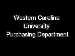 Western Carolina University Purchasing Department