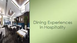 Dining Experiences in Hospitality