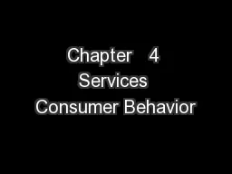 Chapter   4 Services Consumer Behavior