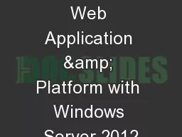 Module  8:  Web Application & Platform with Windows Server 2012