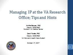 Managing IP at the VA Research Office; Tips and Hints