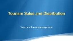 Tourism Sales and Distribution