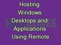 Hosting Windows Desktops and Applications Using Remote