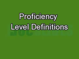 Proficiency Level Definitions
