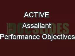 ACTIVE Assailant Performance Objectives