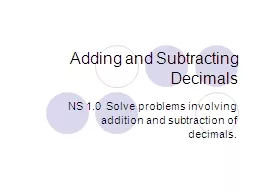 Adding and Subtracting Decimals