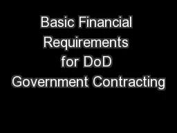 Basic Financial Requirements for DoD Government Contracting