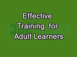Effective Training  for Adult Learners