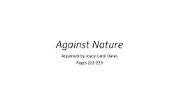 Against Nature Argument by Joyce Carol Oates