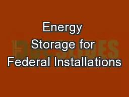 Energy Storage for Federal Installations