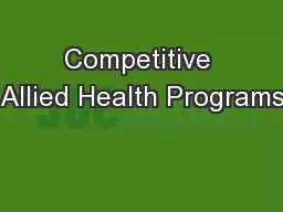 Competitive Allied Health Programs