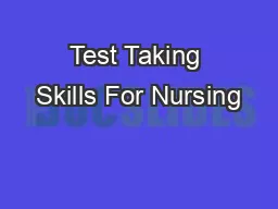 Test Taking Skills For Nursing