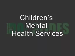 Children’s Mental Health Services