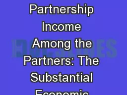 Chapter 6: Allocation of Partnership Income Among the Partners: The Substantial Economic