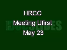 HRCC Meeting Ufirst May 23