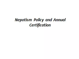 Nepotism Policy and Annual Certification