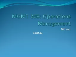 MGMT 208: Operations Management