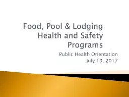Food, Pool & Lodging Health and Safety Programs