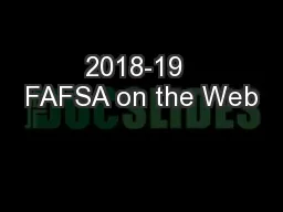 2018-19  FAFSA on the Web