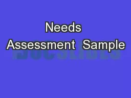 Needs Assessment  Sample