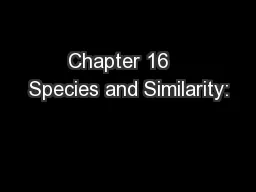 Chapter 16   Species and Similarity: