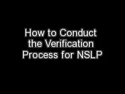 How to Conduct the Verification Process for NSLP