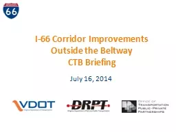 I-66 Corridor Improvements Outside the Beltway