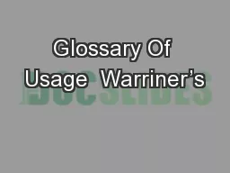 Glossary Of Usage  Warriner’s