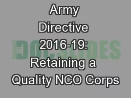 Army Directive 2016-19: Retaining a Quality NCO Corps